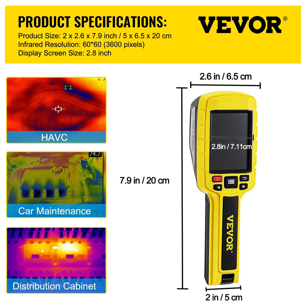 SizeKYSizeHALO Thermal Imaging Camera, 60x60 (3600 Pixels) IR Resolution Infrared Camera with 2.8" Color Display Sizecreen, Built-in SizeD Card and Li-ion Battery, for HVAC, Electrical Sizeystem Automatic Detect