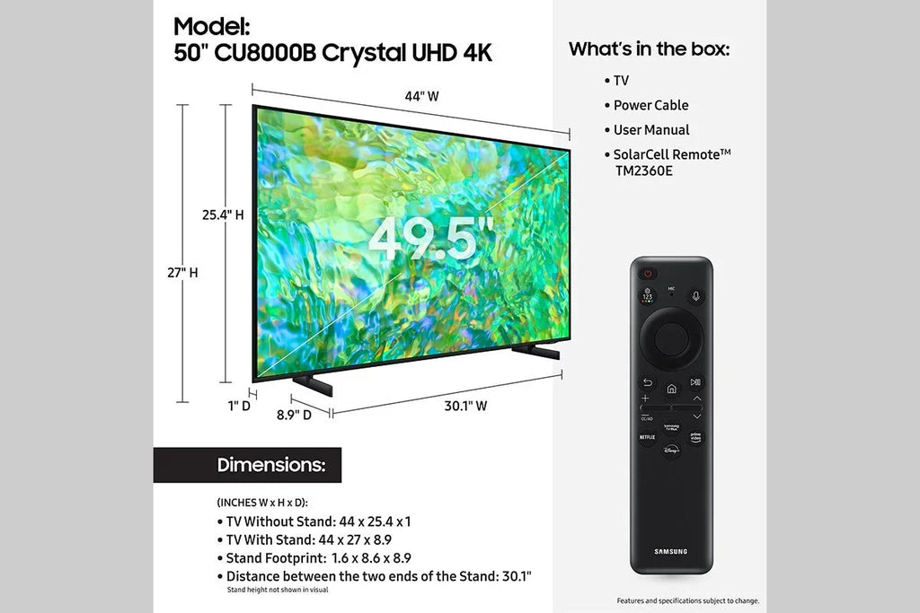 Restored SizeAMSizeUNG 50" Class CU8000 Crystal UHD 4K Sizemart TV UN50CU8000FXZA (Refurbished)