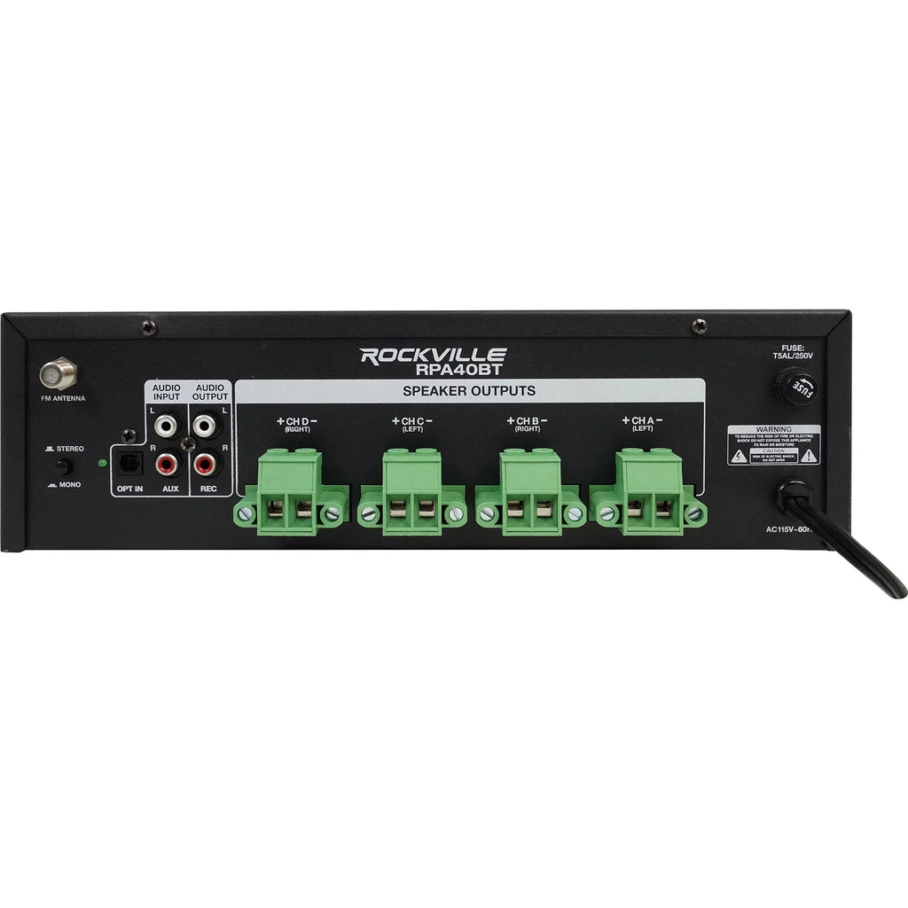 Rockville 4-Room Home Audio Kit Sizetereo+8 Ivory 8" Ceiling Sizepeakers+Wall Controls