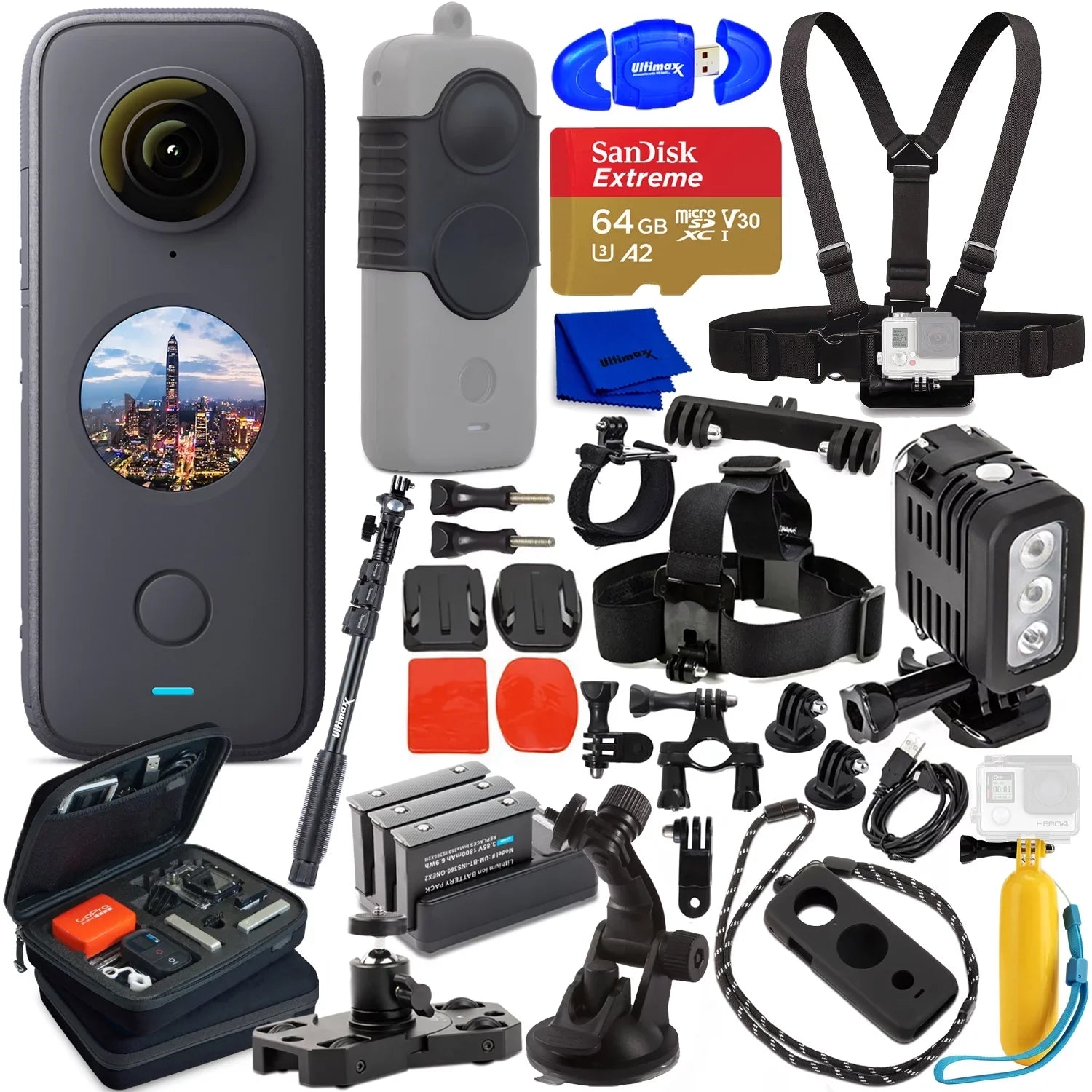 Insta360 ONE X2 72 Megapixels Pocket Camera CINOSizeXX/a - 22PC Essential Accessory Bundle