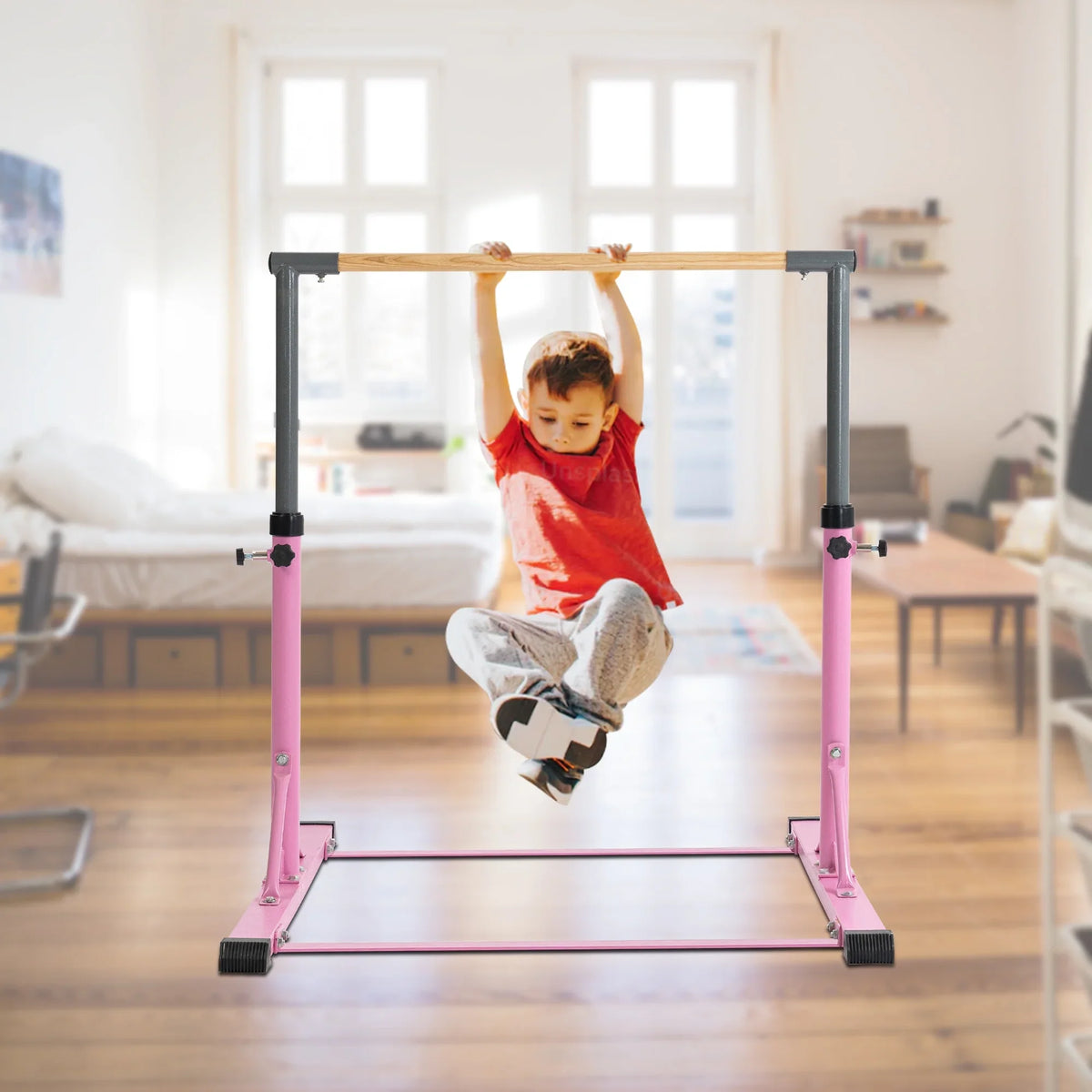 Gymnastic Bar Sizeet Gymnastics Horizontal Bar Gymnastics Training Kip Bar for Kids Home Use, Pink