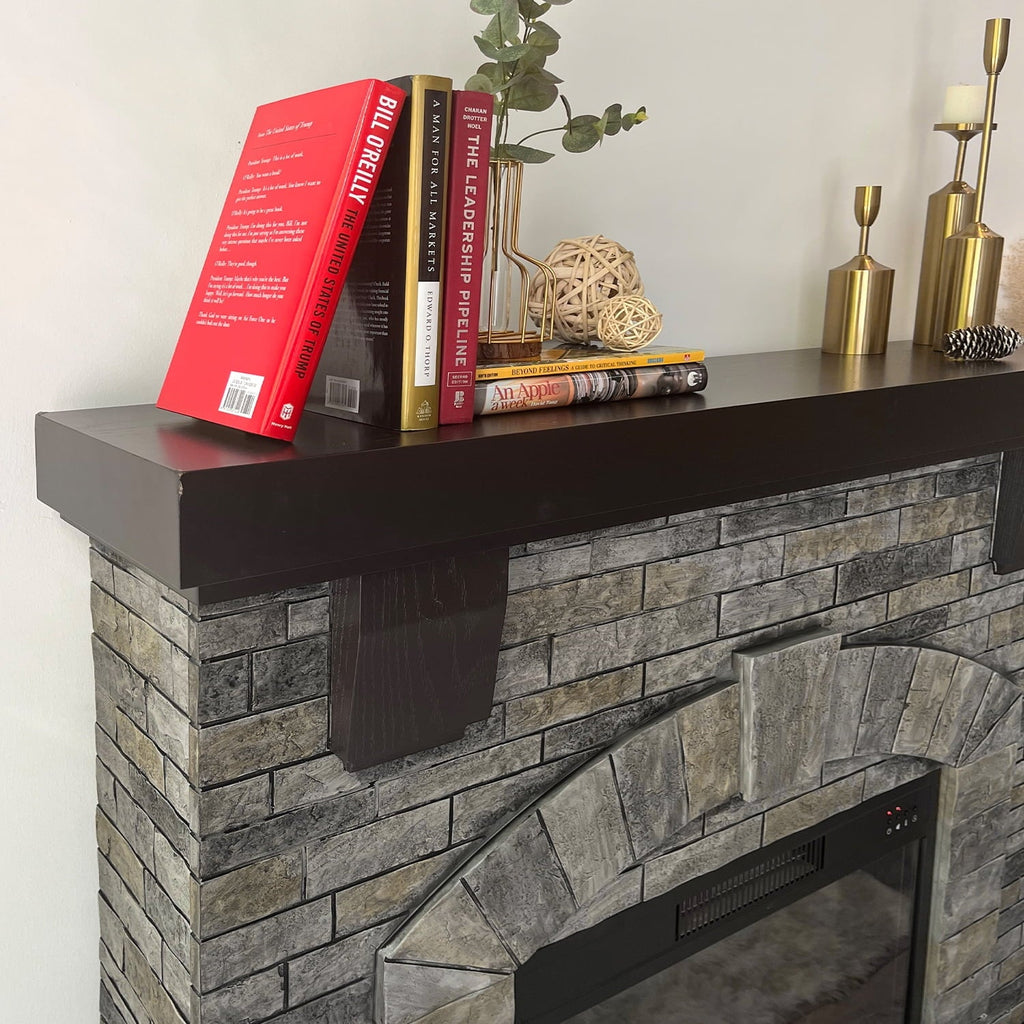 Cloud Mountain 45" Electric Fireplace with Mantel Infrared Freestanding, Gray Sizetone