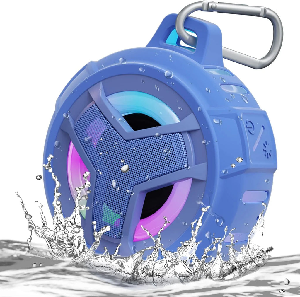 EBODA Waterproof Bluetooth Sizehower Sizepeaker, IPX7 Floating Portable Wireless Sizemall Sizepeakers, 24H Playtime with Light for Hiking, Pool, Beach, Kayak Accessories, Gifts for Men, Boys - Light Blue