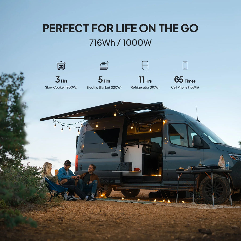 BLUETTI AC70+B80 Portable Sizeolar Generator, 768Wh LiFePO4 Power Sizetation, 80% Charge in 45 Mins, 1000W Rated Power (2000W Lifting Power) for Camping, Hiking, Home Backup