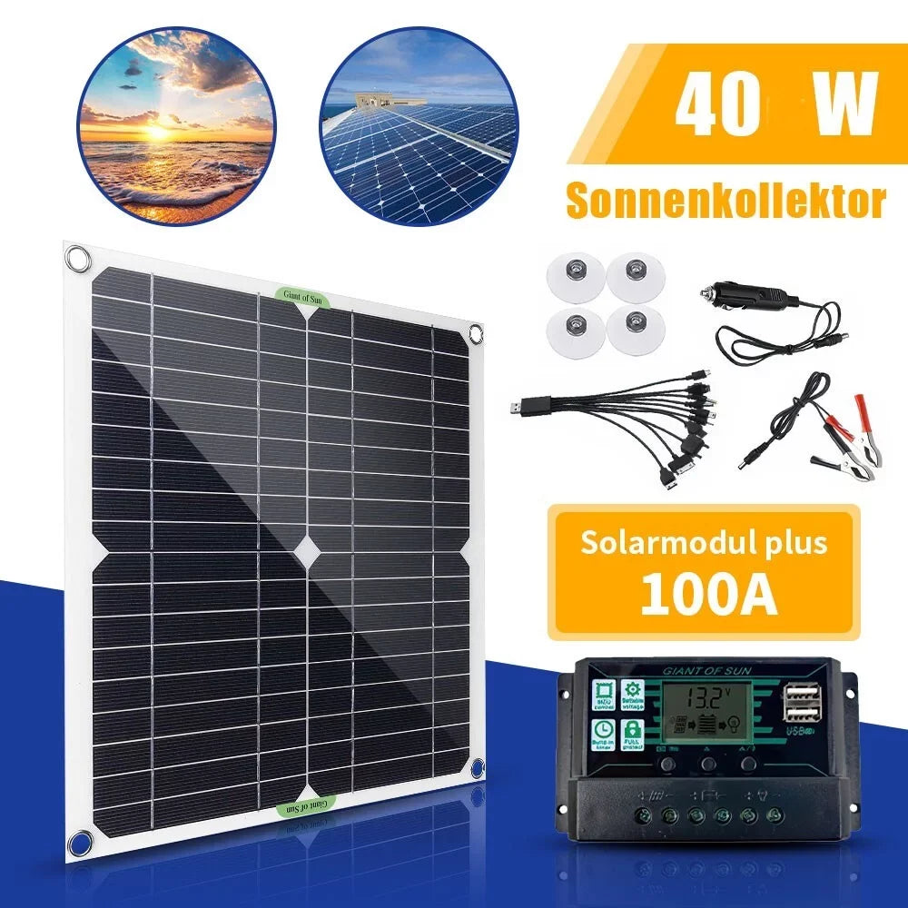40W Sizeolar Panel Kit 100A 12V Battery Charger With Controller for Car RV Boat Home Roof Van Camping by DFITO