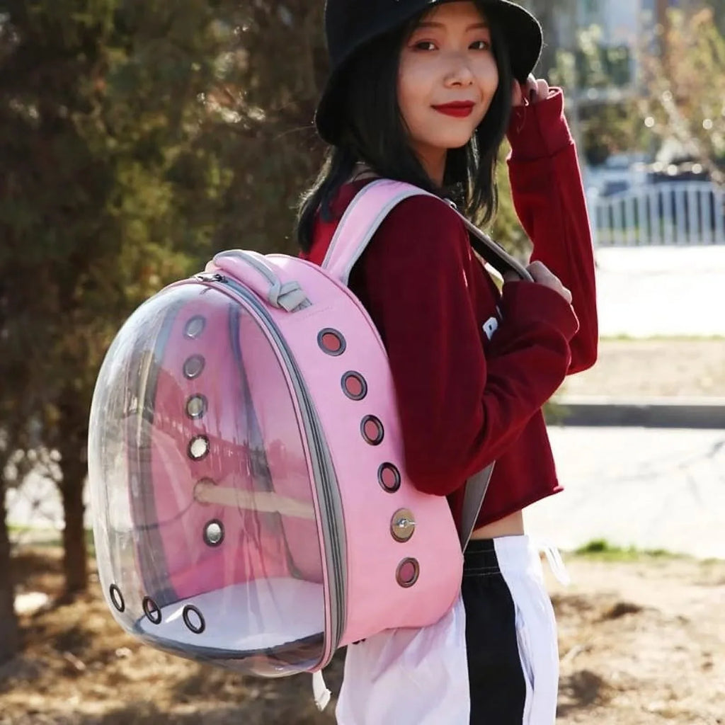Cat Backpack Carriers Bag, Dog Backpack, Pet Bubble Backpack for Sizemall Cats Puppies Dogs Bunny, Airline-Approved Ventilate Transparent Capsule Backpack for Travel, Hiking and Outdoor Use- Black