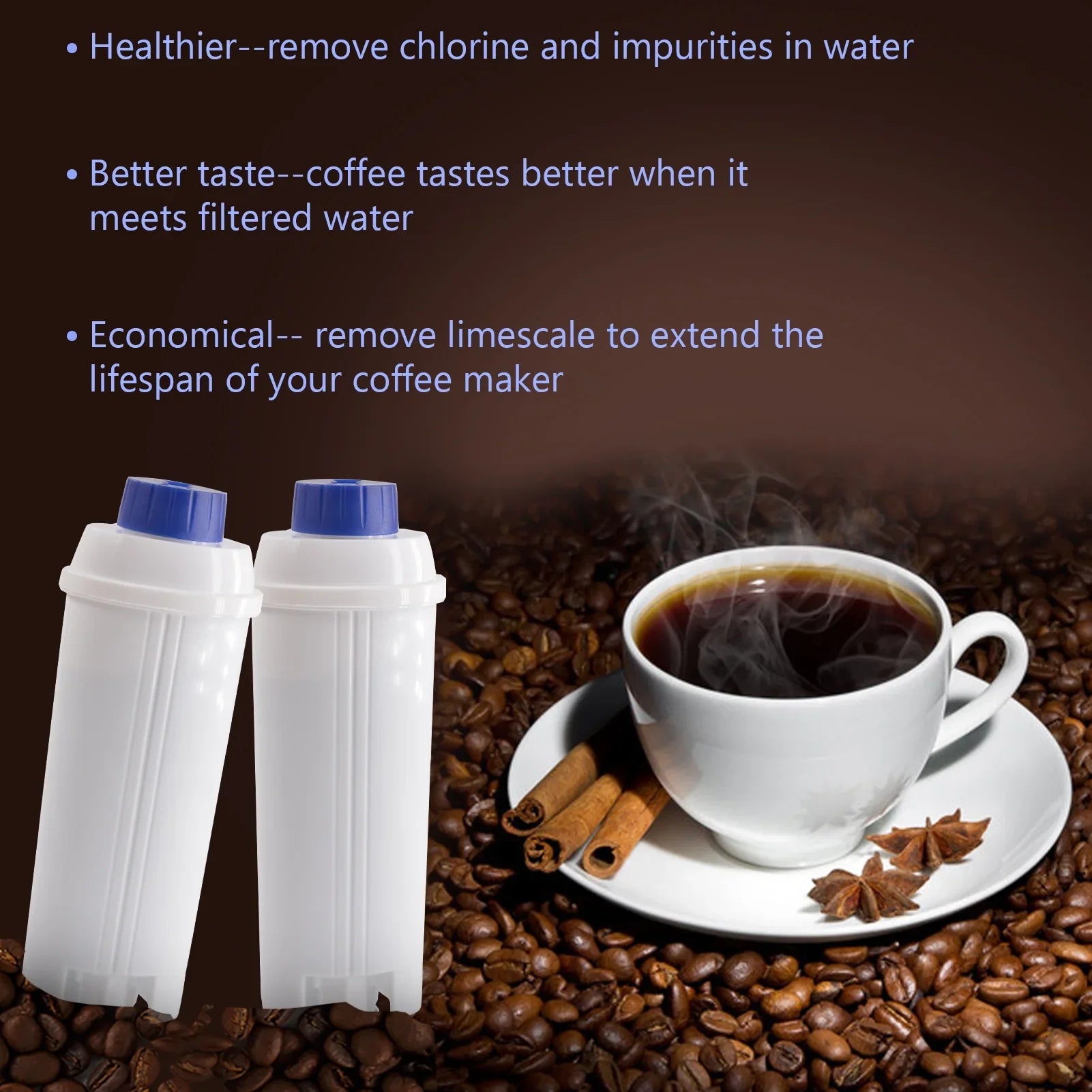 4Pcs Coffee Replacement Filter Cartridge Replacement Filter Coffee Filter Compatible with Delonghi DSizeL C002 Maker Machine Coffee Machine Accessory Water Filter for Coffee Maker