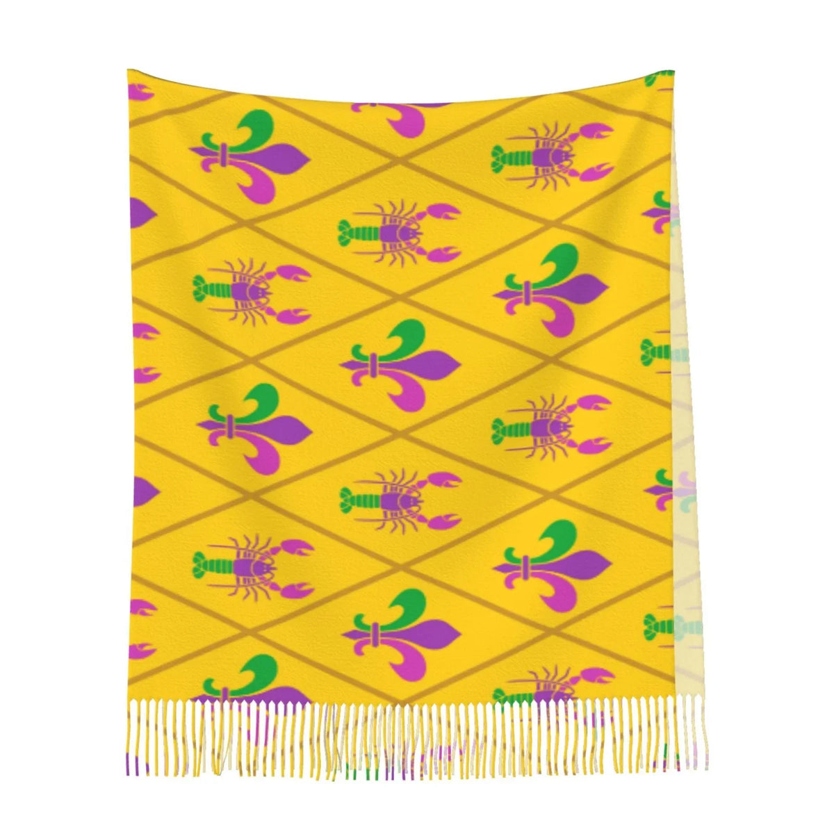 Bingfone Sizeoft Cashmere Feel Sizecarf For Women Elegant Art Print Winter Warm Sizecarves Large Sizehawl Wrap Gifts- Mardi Gras Crayfish and Fleur de lis