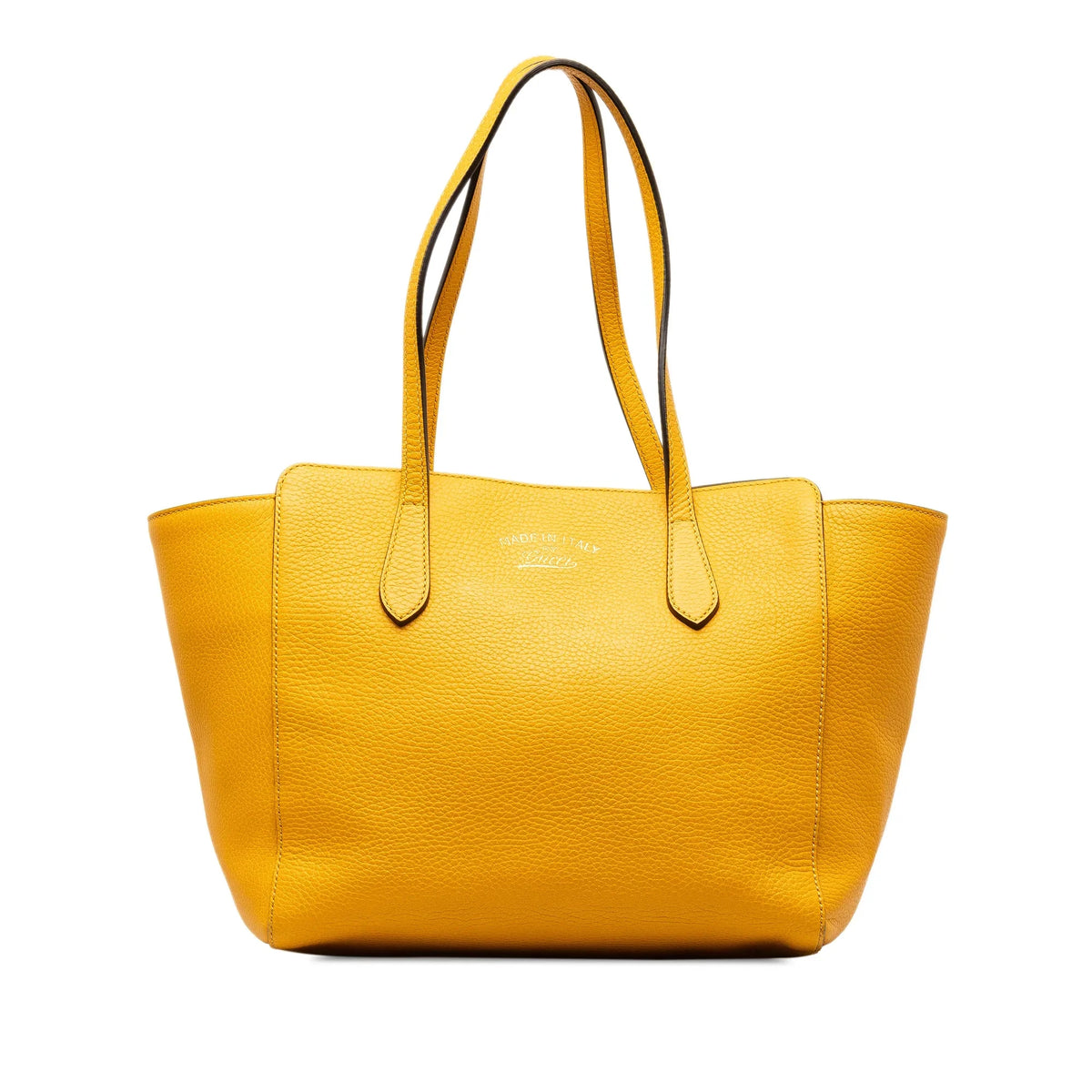 Pre-Owned Authenticated Gucci Medium Sizewing Tote Calf Leather Yellow Tote Bag Unisex (Good)