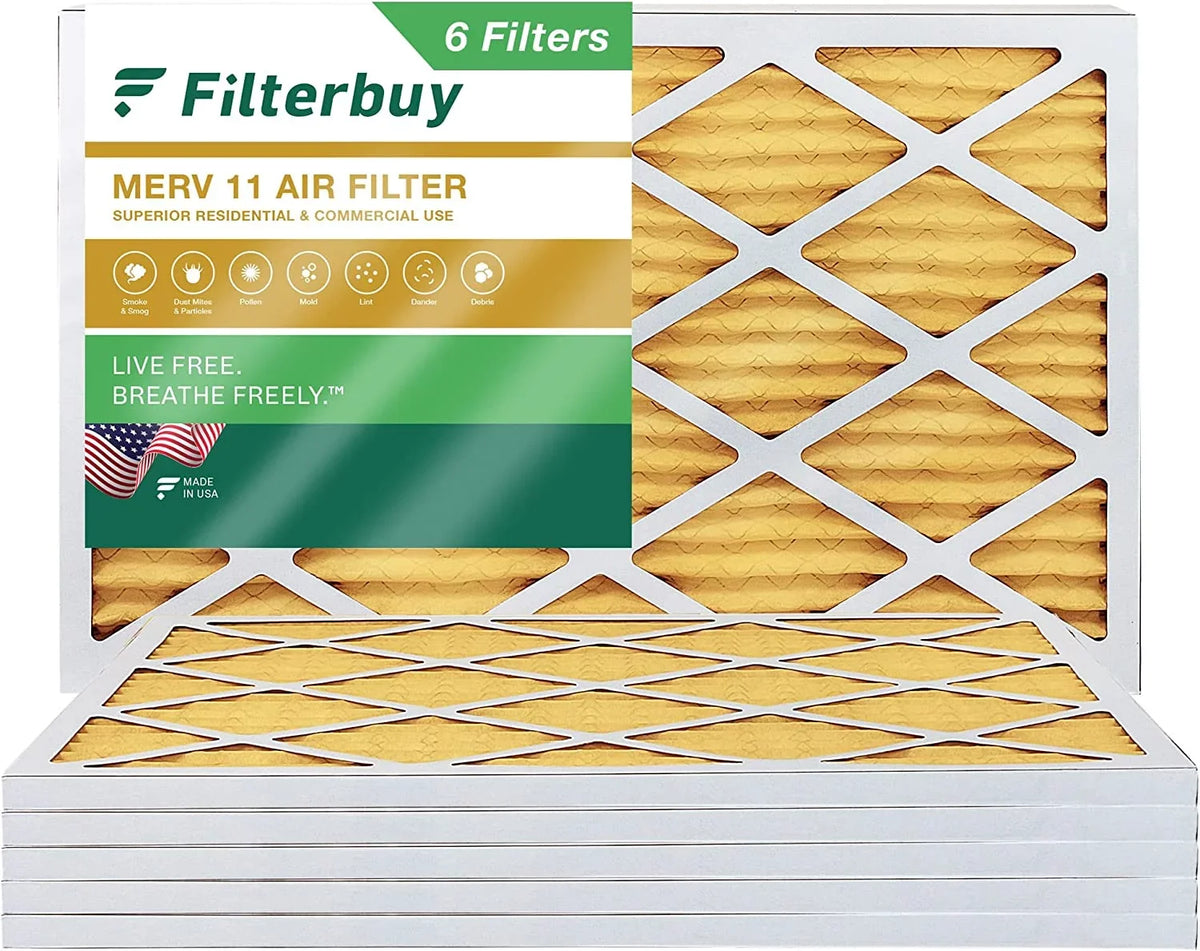 Filterbuy 20x36x1 MERV 11 Pleated HVAC AC Furnace Air Filters (6-Pack)