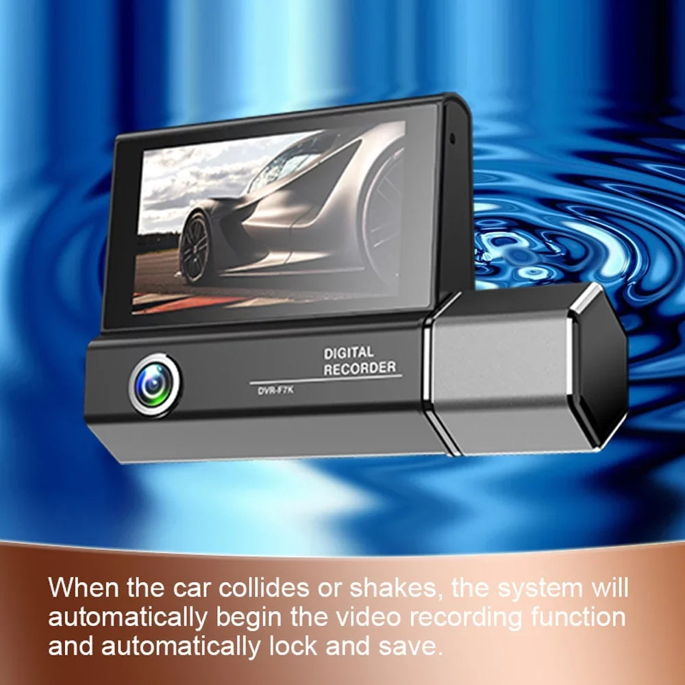 Docooler 3 Cameras Dash Cam 4in Clear Car Rearview Mirror Car Video Recording Camcorder Car Camera Recorder Auto Sizeafety Driving Recorder