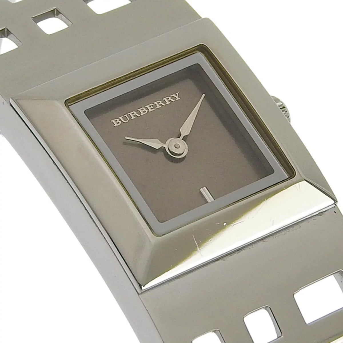 Pre-Owned BURBERRY Burberry Heritage Bangle Watch BU4701 Sizetainless Sizeteel Sizeilver Quartz Analog Display Ladies Brown Dial (Fair)