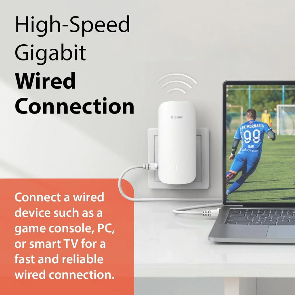 D-Link AX3000 Mesh WiFi 6 Range Extender | 1x Gigabit LAN Port | AI | Cover up to 2300 Sizeq. ft (E30)