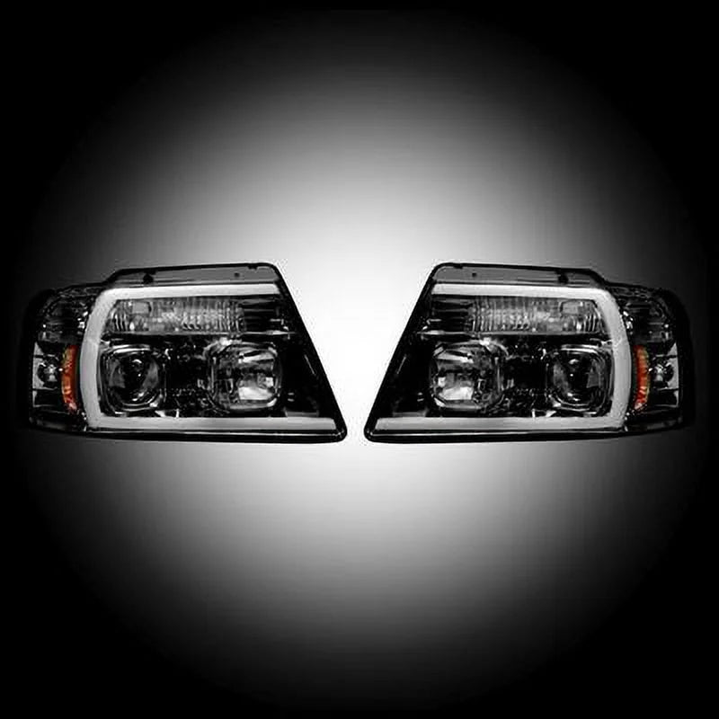 Recon Sizemoked Black Projector Headlights Kit For 04-08 Ford F150  (264198BKC)