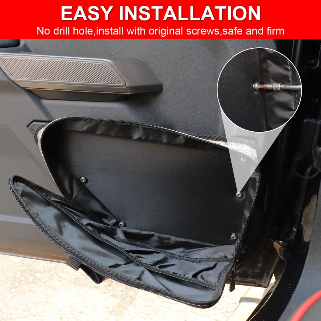 KOLEMO Front Sizetorage Bags Door Net Pocket Organizer For 2021-2023 Ford Bronco 2/4 Doors