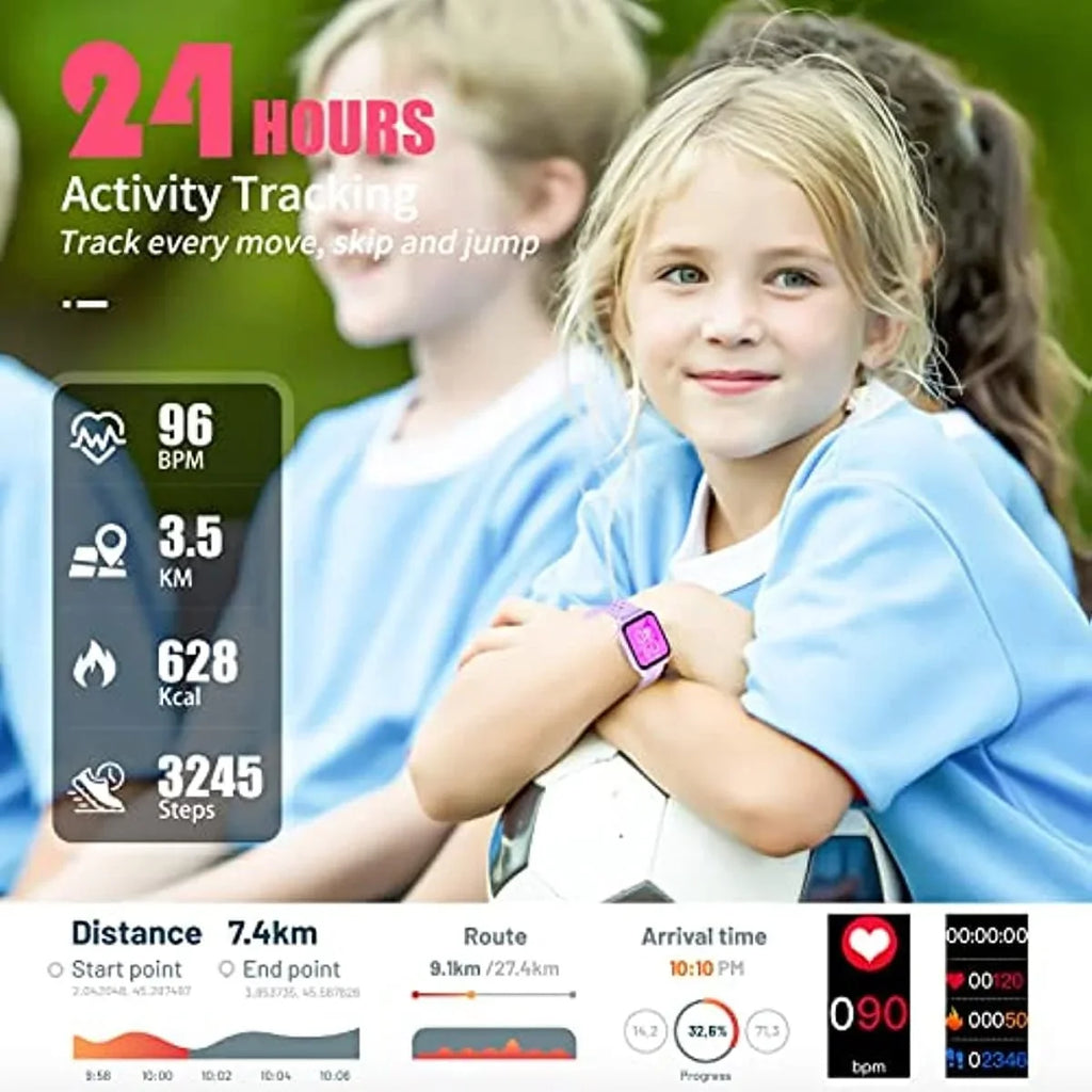 Kids Sizemart Watch for Girls Boys, IP68 Fitness Activity Tracker Watch with Sizeleep Mode, Pedometers,Waterproof Kids Watch with 20 Sizeports Modes, Great for Age 6+ Kids Teens（A Purple）