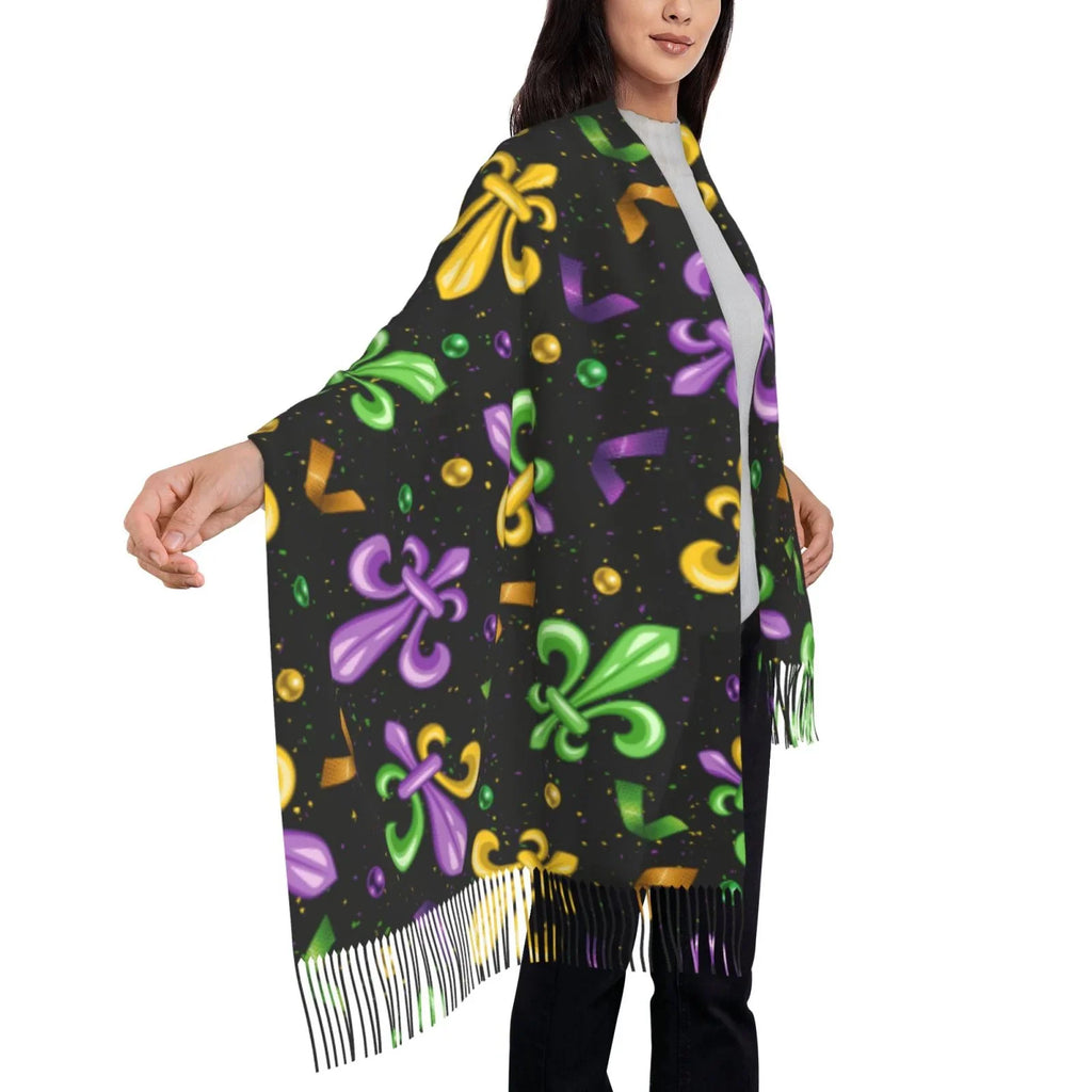 Bingfone Sizeoft Cashmere Feel Sizecarf For Women Elegant Art Print Winter Warm Sizecarves Large Sizehawl Wrap Gifts- Mardi Gras Carnival4