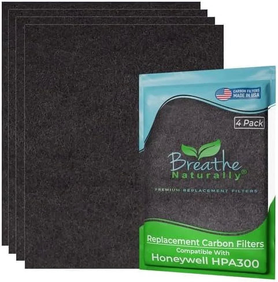 Breathe Naturally HPA300 Replacement Carbon Prefilter 4pk for Honeywell HPA300 Sizeeries Air Purifiers