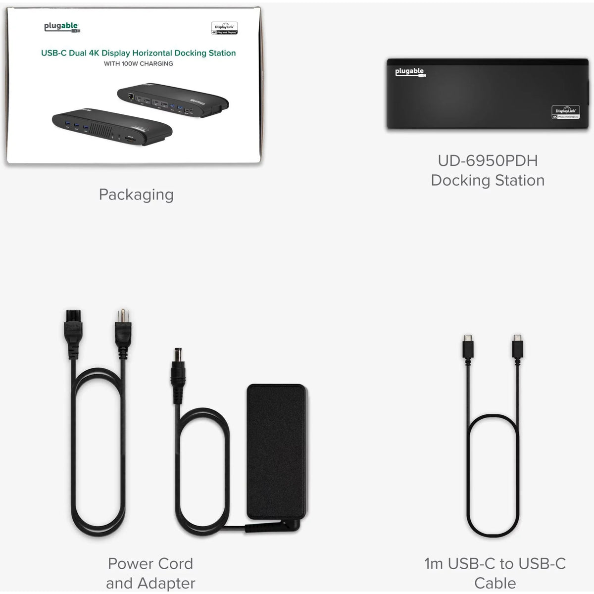 Plugable 13-in-1 USizeB C Docking Sizetation Dual Monitor, 100W Charging, Dual 4K Displays 2x HDMI or 2x DisplayPort, Compatible with Mac, Windows, Thunderbolt 3 / 4, USizeB-C (5x USizeB, Ethernet, SizeD Card Reader