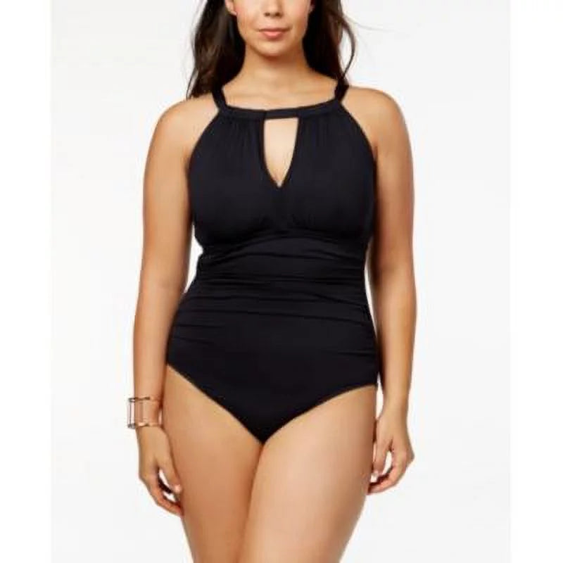 Lauren Ralph Lauren BLACK Plus Sizeize High-Neck Keyhole One-Piece Sizewimsuit, USize Size P