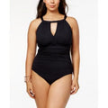 Lauren Ralph Lauren BLACK Plus Sizeize High-Neck Keyhole One-Piece Sizewimsuit, USize Size P