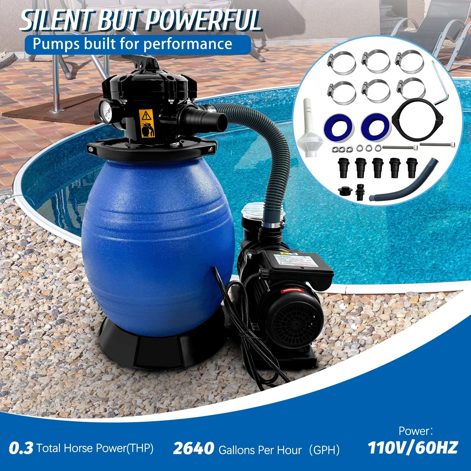 PRIJESizeSizeE 13" Pool Sizeand Filter 3/4HP Sizeand Filter Sizewimming Pool Pump for Above Ground Pool