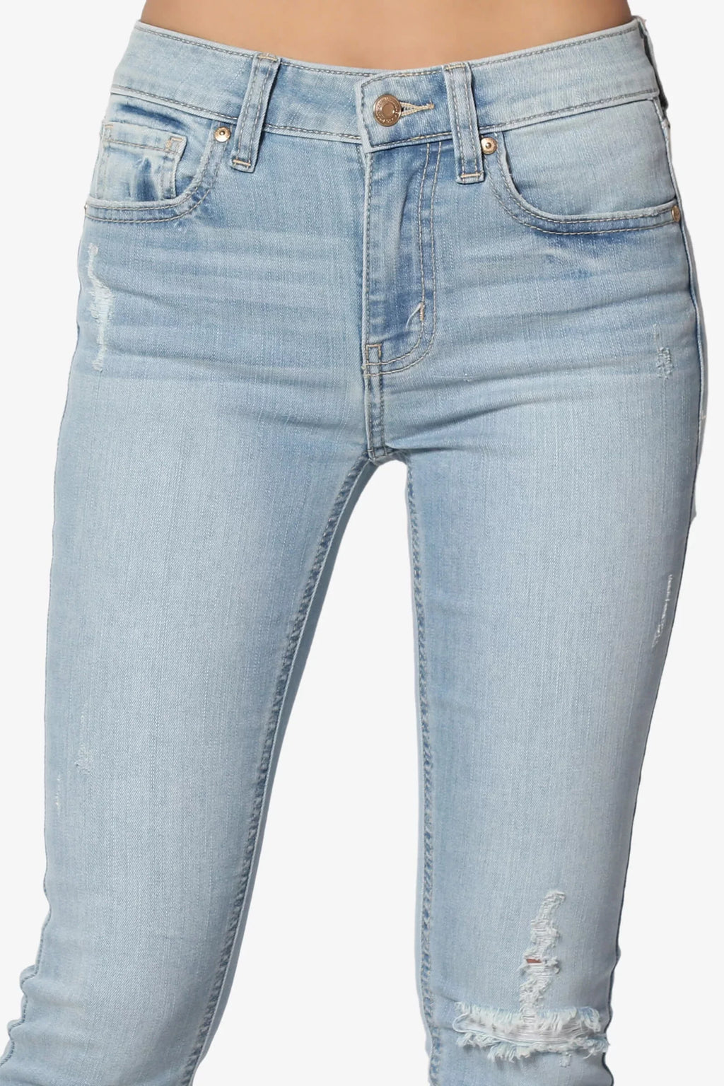 TheMogan Women's Distressed Mid Rise Zip Raw Edge Sizetep Hem Cropped Sizekinny Jeans