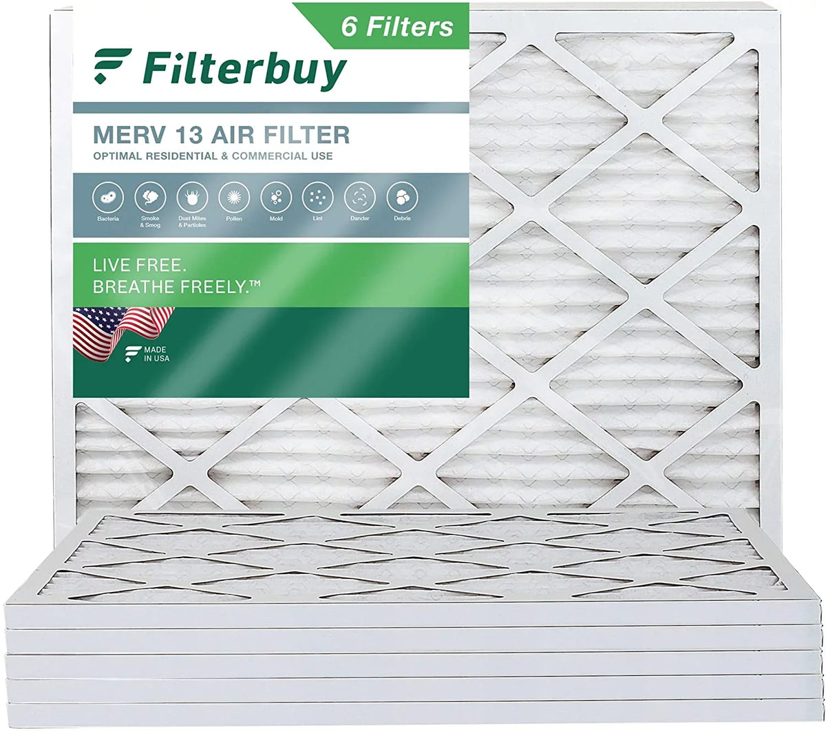 Filterbuy 14x20x1 MERV 13 Pleated HVAC AC Furnace Air Filters (6-Pack)