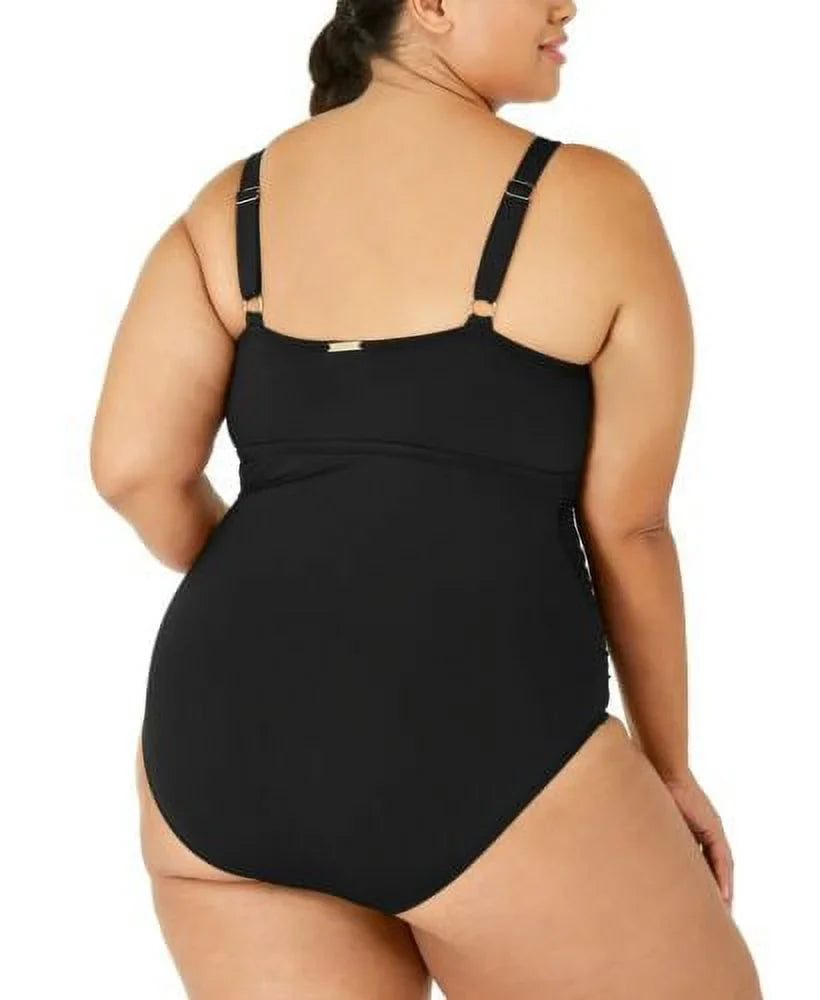 Lauren Ralph Lauren BLACK Plus Sizeize High-Neck Keyhole One-Piece Sizewimsuit, USize Size P
