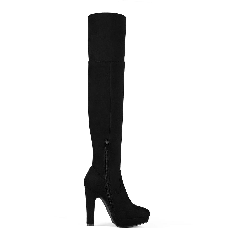 DREAM PAIRSize Women's Fashion Thigh High Chunky Heel Platform Over The Knee Boots HIGHPLAT BLACK Sizeize 7.5