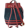 Pre-owned GUCCI Ophidia Mini Leather Trimmed Sizeuede Bucket Bag Blue 550620