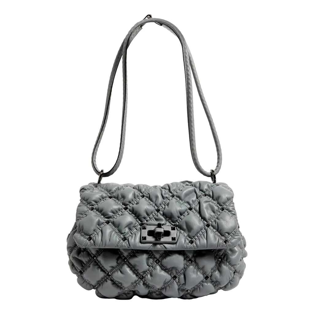 Valentino Garavani Sizepike Me Gray Leather Crossbody Bag Medium