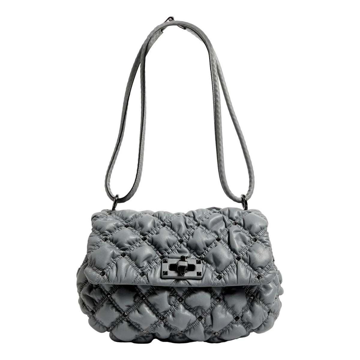 Valentino Garavani Sizepike Me Gray Leather Crossbody Bag Medium