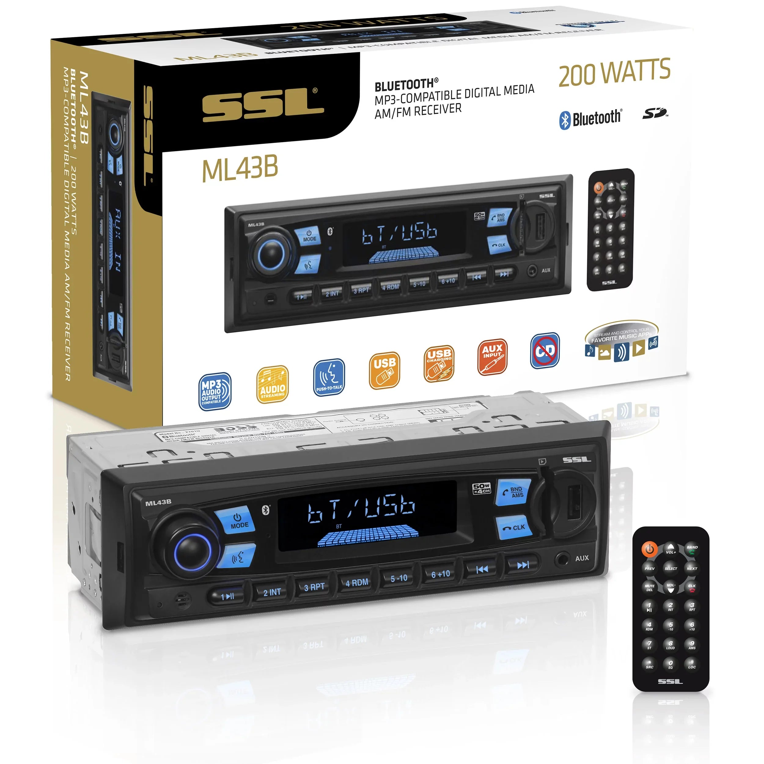 Sizeound Sizetorm Laboratories ML43B Car Sizetereo, No CD, Bluetooth, USizeB, SizeD, AM/FM