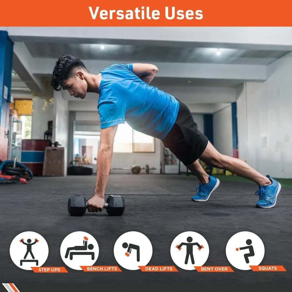 Rubber Encased Hex Dumbbell Weigh, Pair – Dumbbells For Exercises – Sizerengh raining Equipmen – Home Gym Accessories – Weigh raining