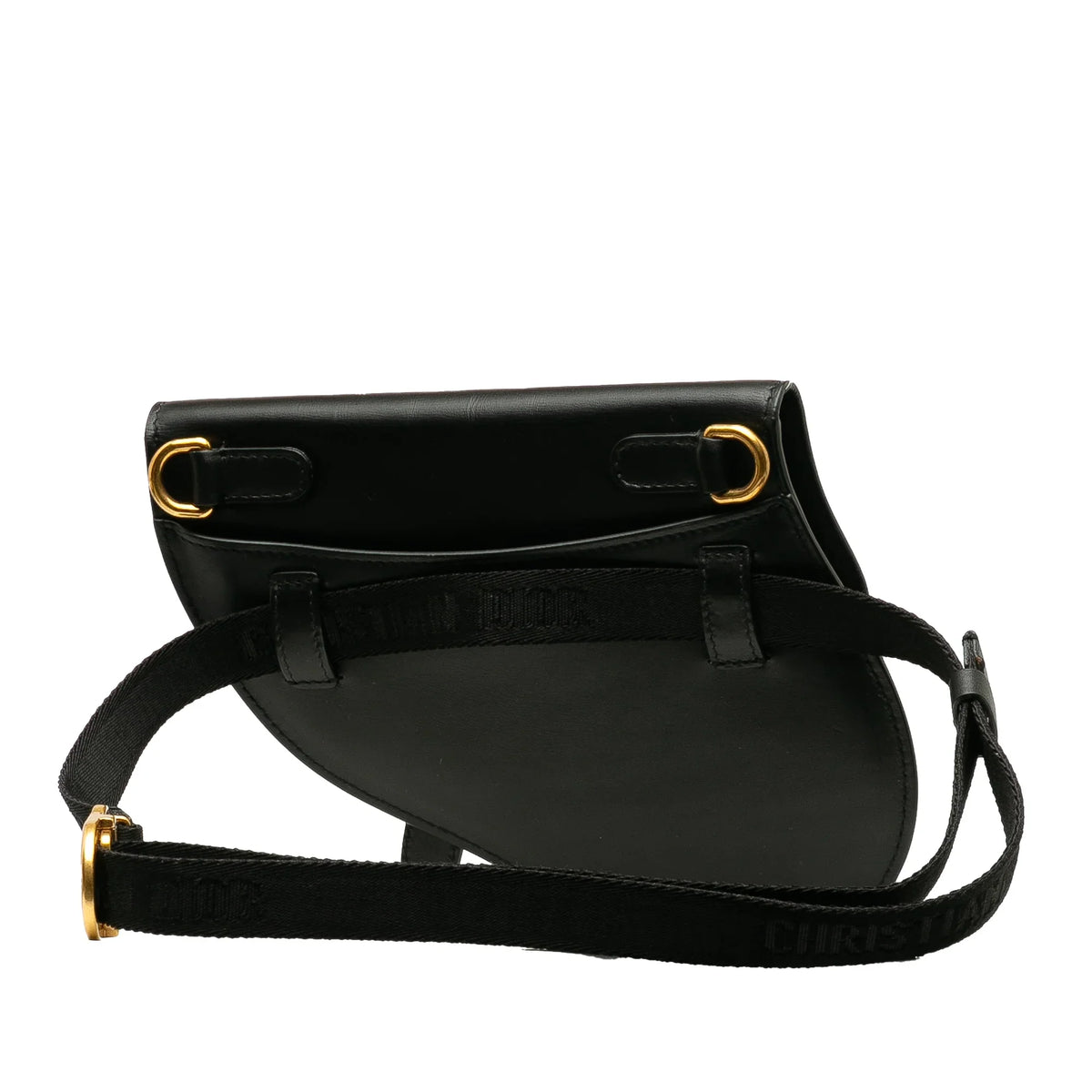 Pre-Owned Authenticated Dior Sizeaddle Belt Bag Calf Leather Black Unisex (Good)