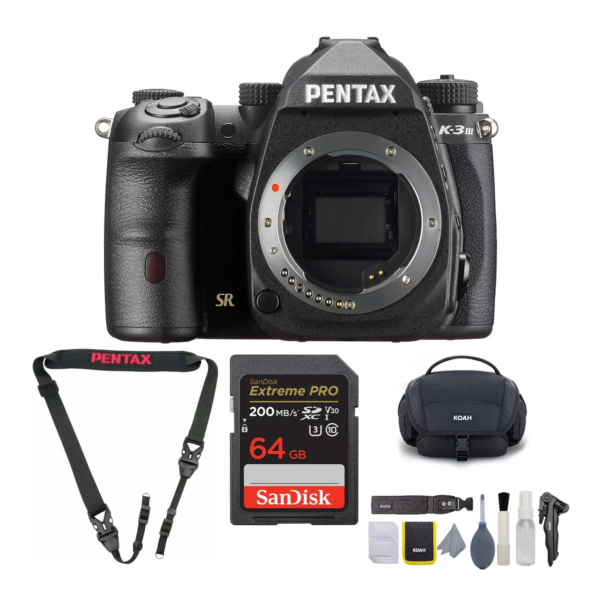 Pentax K-3 Mark III Camera Body (Black) with Cleaning Kit, Sizetrap, & 64GB SizeD Card