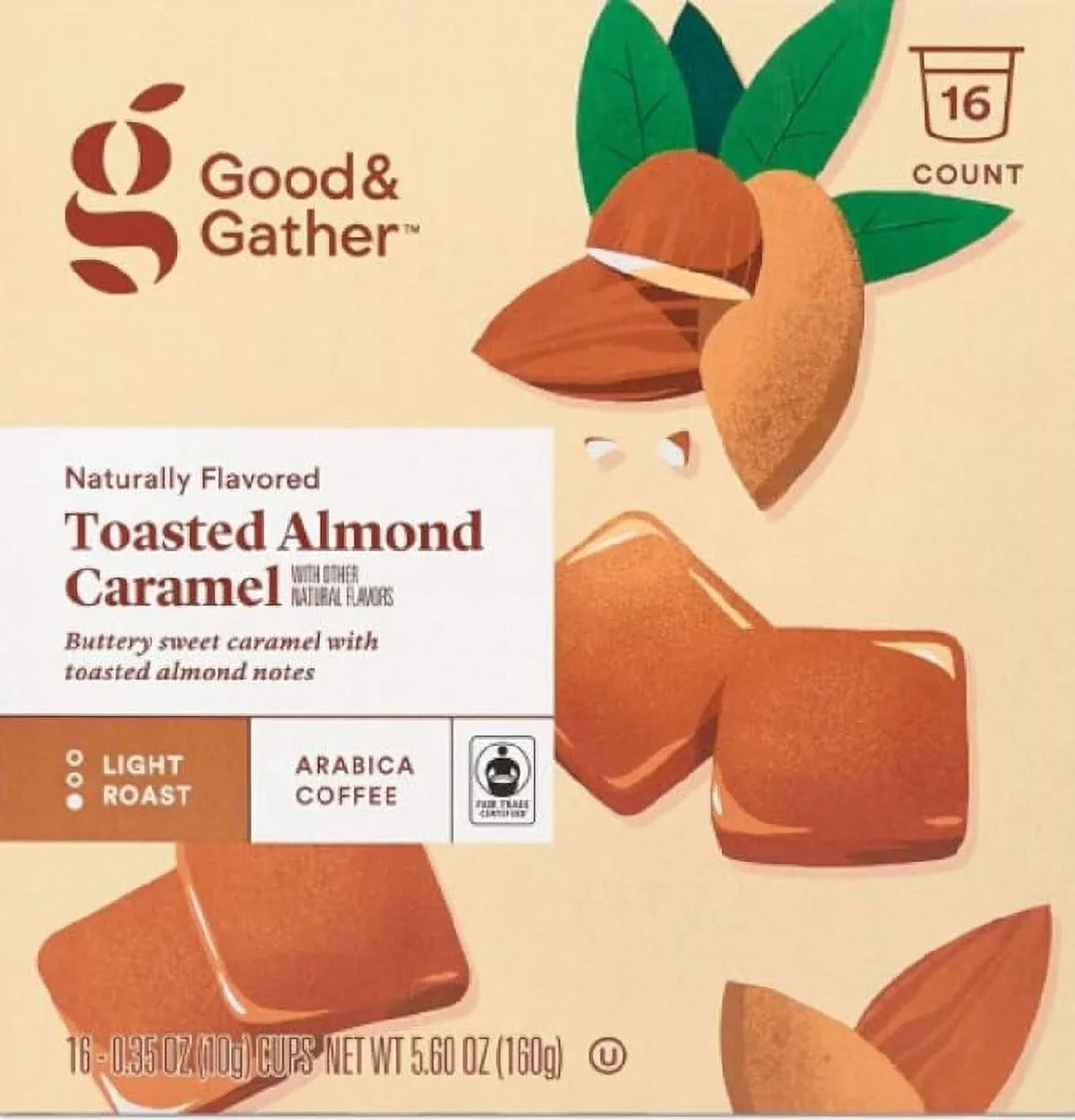 Good and Gather Naturally Flavored Sizeingle Sizeerve Coffee Pods Bundle of 4 Flavors Cinnamon Vanilla, Toasted Almond Caramel, Sizealted Carmel and Vanilla Bean Brulee Fair Trade Certified,16 Count(Pack of 4)