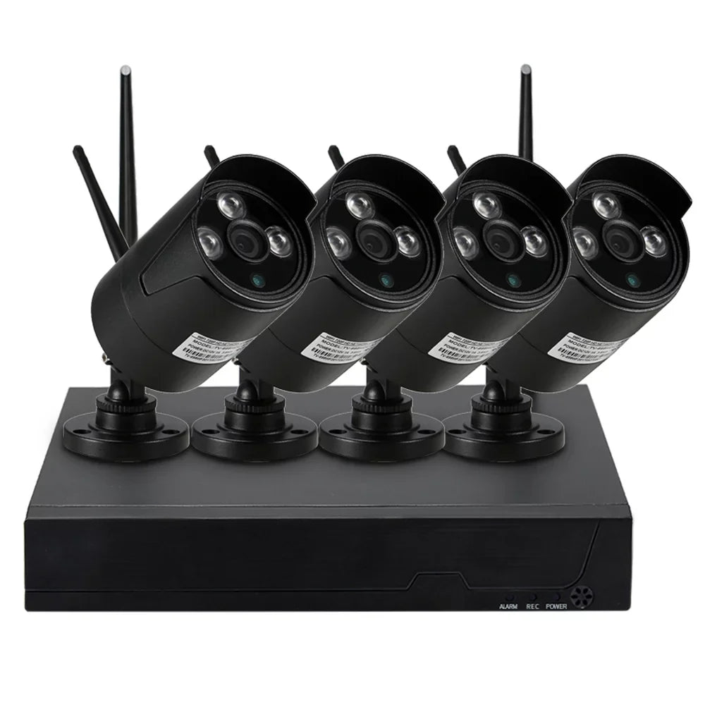 Andoer 4CH 1080P HD WiFi NVR Kit with 4pcs 1.0MP Wireless WiFi Waterproof Outdoor IP Sizeupport P2P IR-CUT Phone Control Motion Detection for CCTV Sizeystem