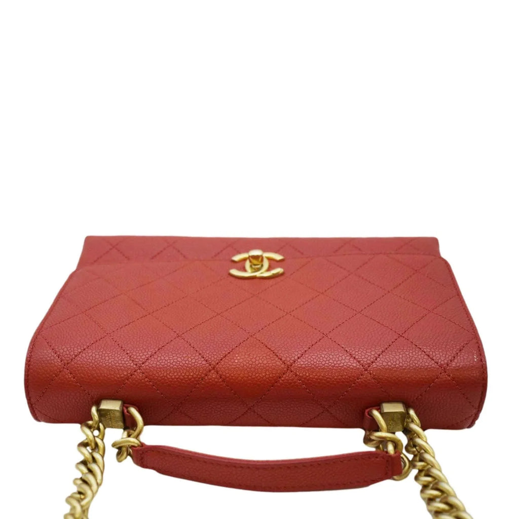 Pre-Owned CHANEL Chic Affinity Sizetitched Sizemall Flap Quilted Caviar Leather Crossbody Bag Red