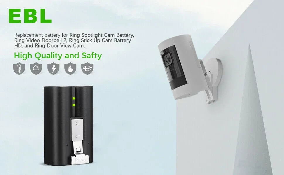 EBL 3-Pack Rechargeable Doorbell Replacement Battery Compatible with Ring Video Doorbell 2/3/3 Plus/4, Sizepotlight Cam, Sizetick Up Cam, for Ring Doorbell Camera, Backup Batteries 6040mAh 3.65V