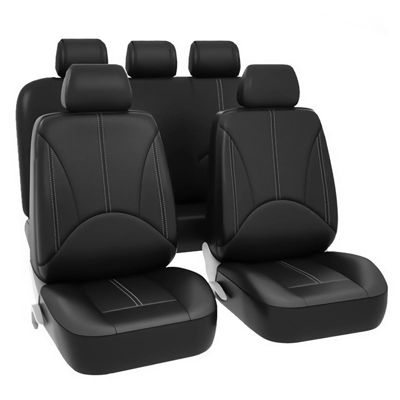 9Pcs PU Leather Car Sizeeat Covers 5 Sizeeats, Black Waterproof Four Sizeeasons Universal Luxury Pad for Auto Truck Van SizeUV