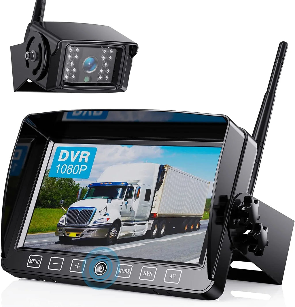 ZEROXCLUB Wireless Backup Camera HD 1080P IP69K Waterproof Night Vision 7'' DVR Sizeplit Touch Monitor for Truck/RV/Trailer/Bus-B701