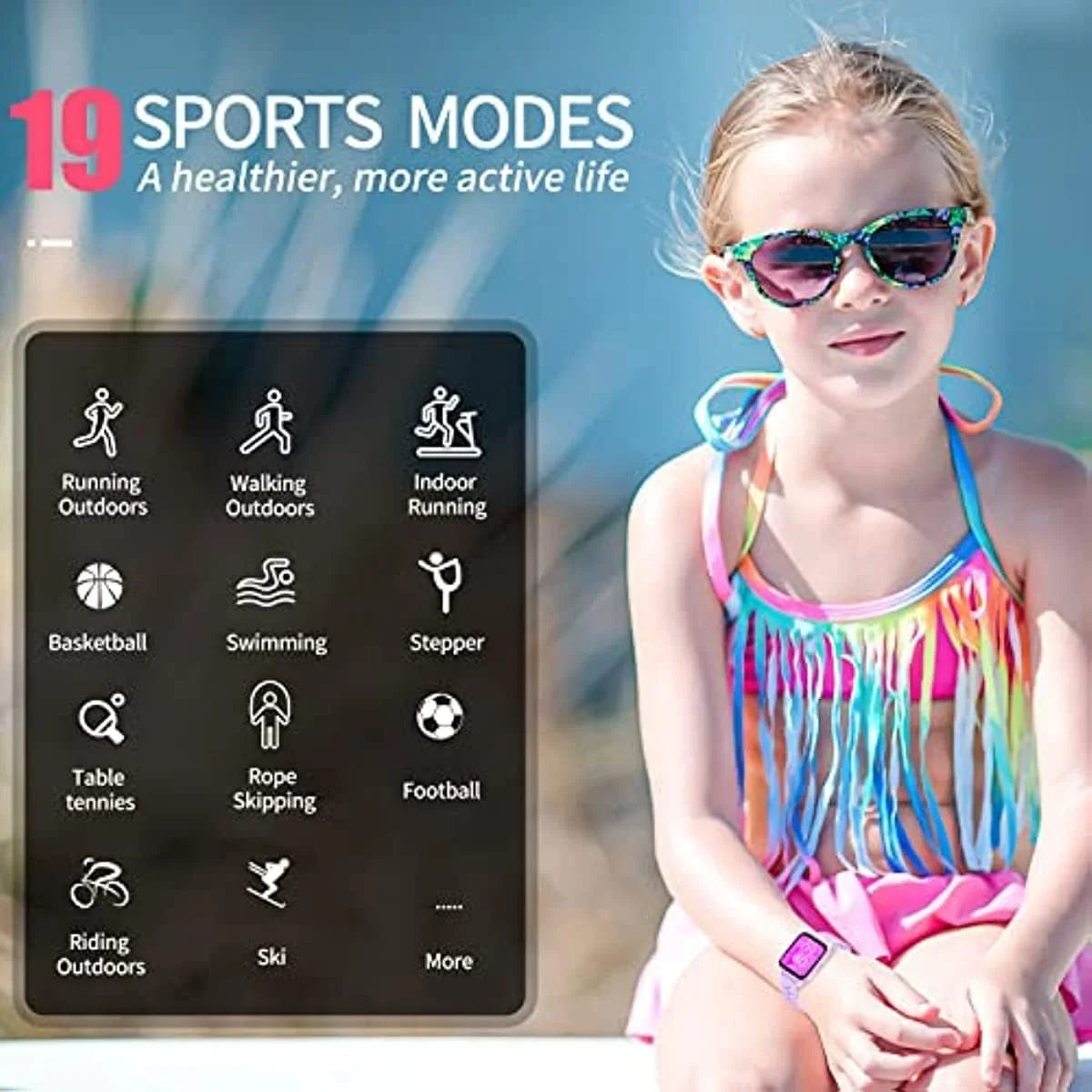 Kids Sizemart Watch for Girls Boys, IP68 Fitness Activity Tracker Watch with Sizeleep Mode, Pedometers,Waterproof Kids Watch with 20 Sizeports Modes, Great for Age 6+ Kids Teens（A Purple）