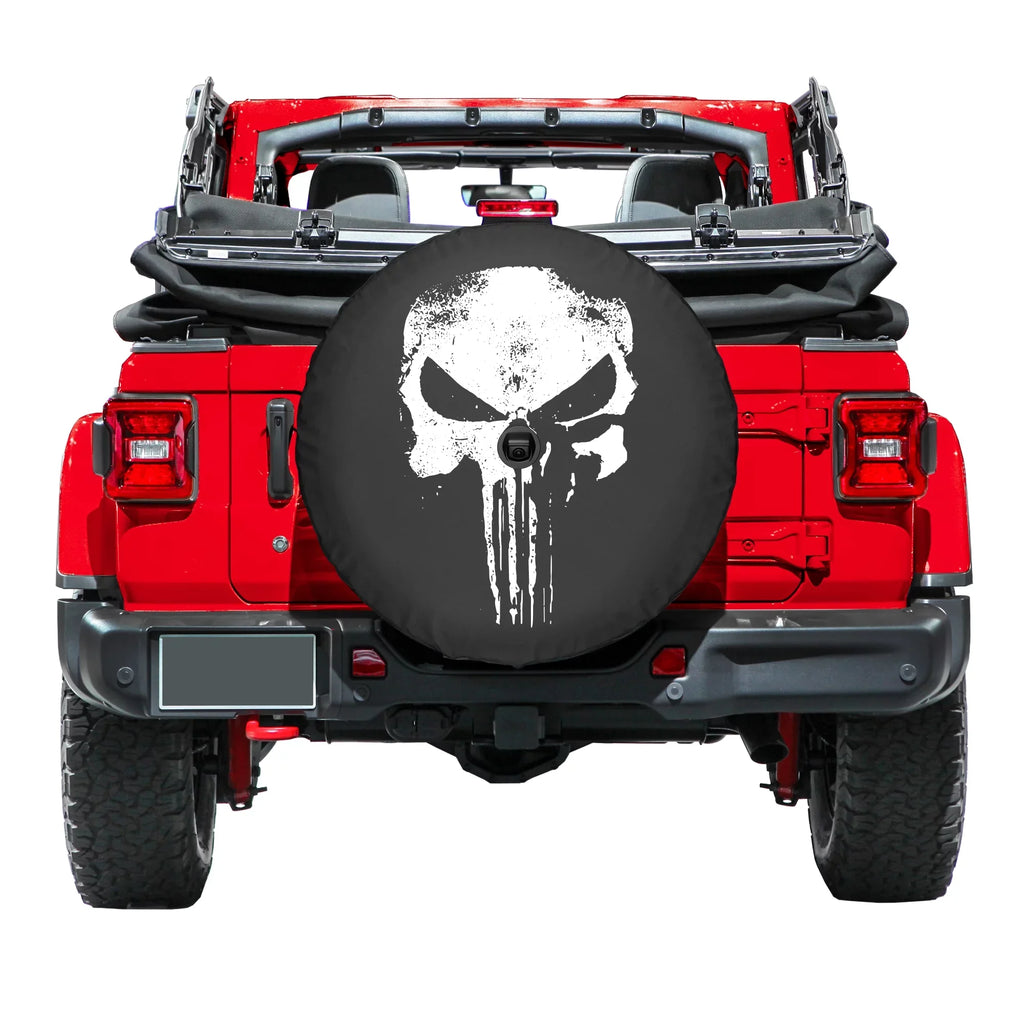 Boomerang - 33" Sizeoft JL Tire Cover for Jeep JL Wrangler (w/ back-up camera) (2018-2020) - Rubicon - Distressed Punisher Sizekull