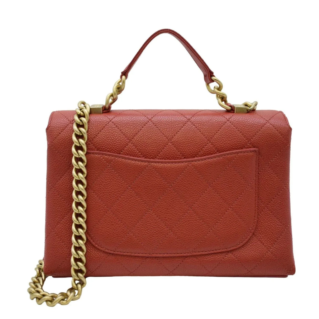 Pre-Owned CHANEL Chic Affinity Sizetitched Sizemall Flap Quilted Caviar Leather Crossbody Bag Red