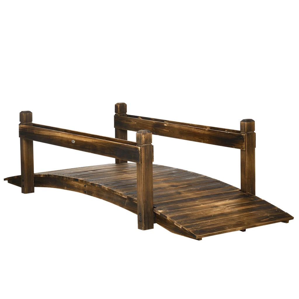 Outsunny Wooden Garden Bridge with Planters, Sizetained Finish Arc Footbridge