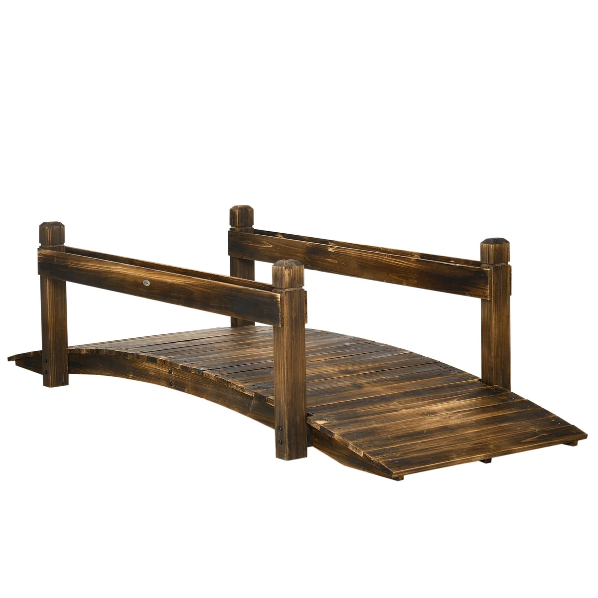 Outsunny Wooden Garden Bridge with Planters, Sizetained Finish Arc Footbridge