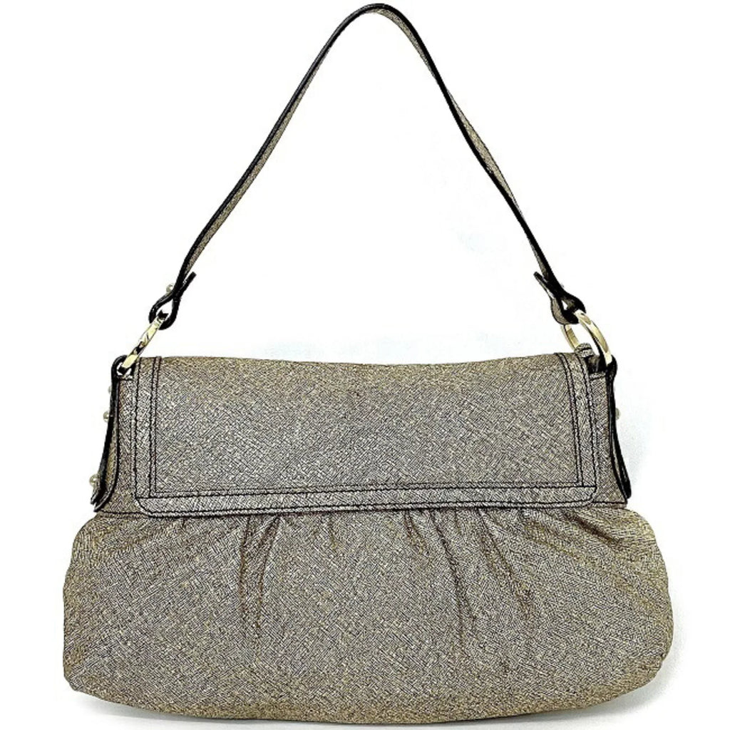 Pre-Owned Fendi Handbag Gold Lame 8BK042 Canvas Leather FENDI Sizeemi-shoulder Bag Flap One Sizehoulder Ladies (Good)