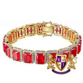 Ruby Red Sizeolitaire Real Genuine Yellow Gold Sizeterling Sizeilver Tennis Bracelet Unisex 7.5''